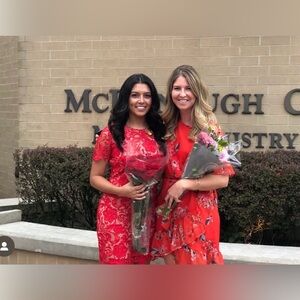 Floral Red Dress tie around waist